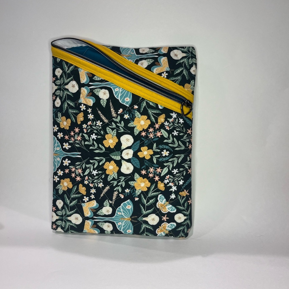 Floral Patterned Pouch with Yellow Zipper